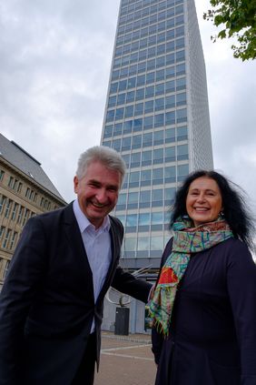 Wirtschafts- und Digitalminister Prof. Dr. Andreas Pinkwart eröffnete mit Dezernentin Cornelia Zuschke den "Tag des offenen Denkmals" im ehemaligen Mannesmann-Hochhaus, Sitz des NRW-Ministeriums für Wirtschaft, Innovation, Digitalisierung und Energie