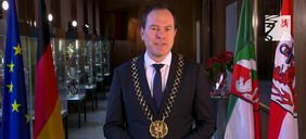 Oberbürgermeister Dr. Stephan Keller bei seiner Neujahrsansprache. Foto: Landeshauptstadt Düsseldorf