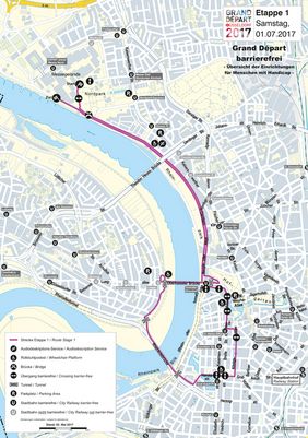 Karte der barrierefreien Einrichtungen bei der 1. Etappe